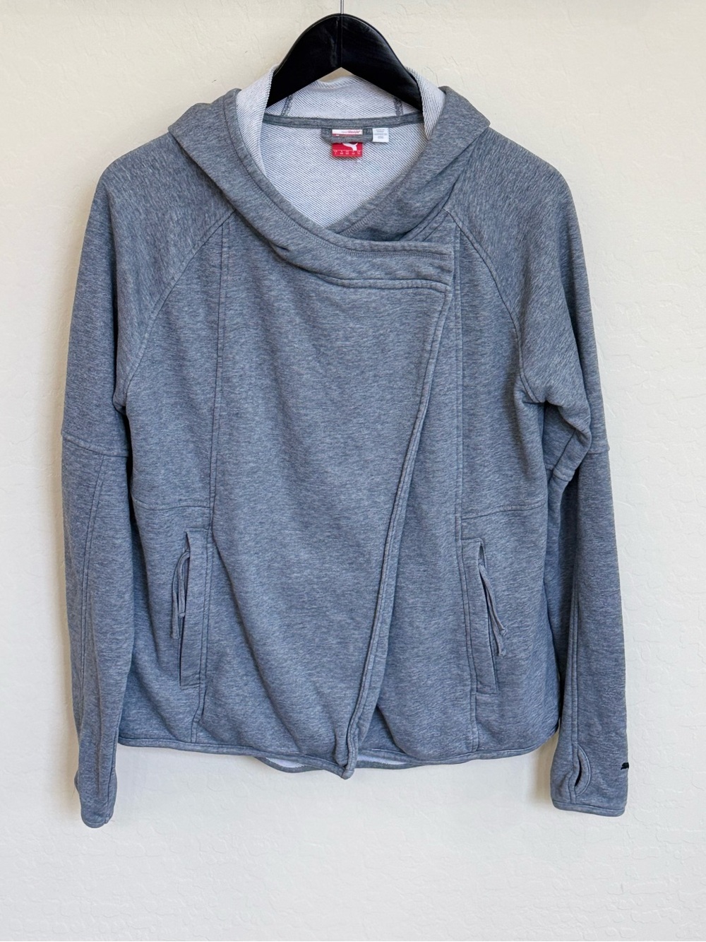 Puma Sportlifestyle Gray Asymmetrical Wrap Full Zip Hoodie Jacket Size Large